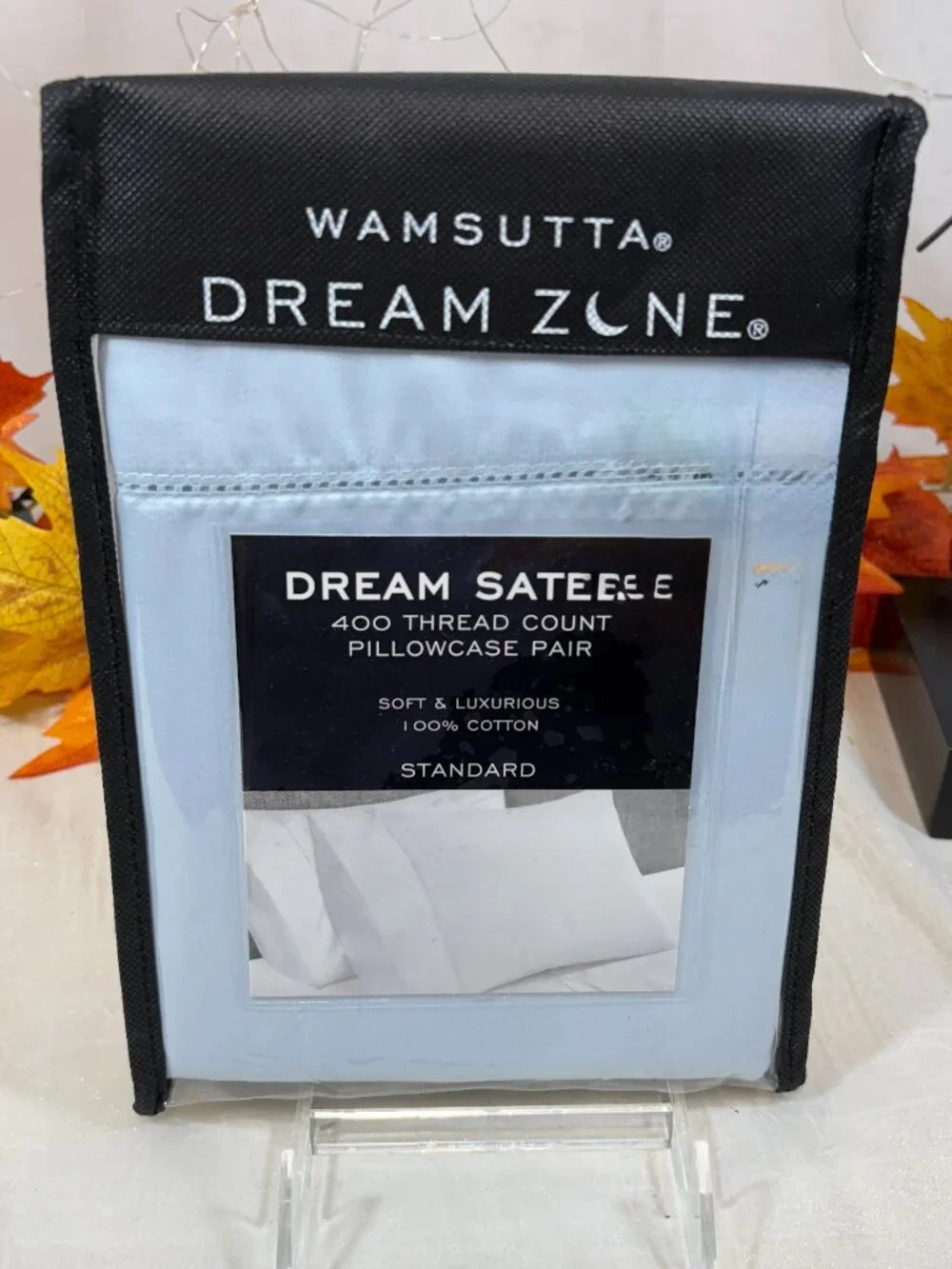 New Wamsutta Dream Zone Sateen Blue 400 TC Standard Pillowcases Set 2